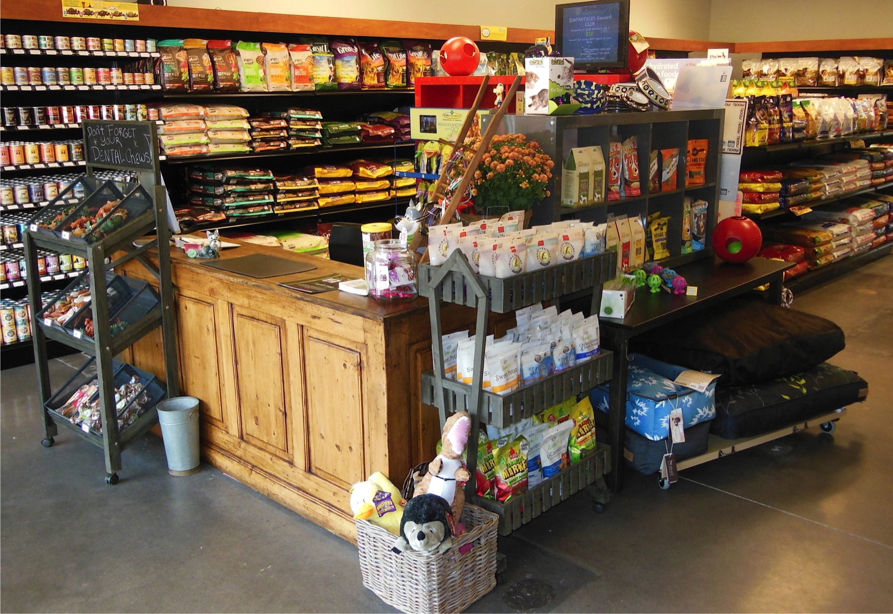 The Simpawtico counter with treat displays